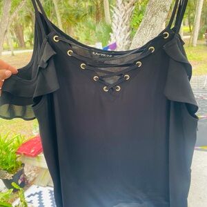 Express Black Lace-Up Cold-Shoulder Camisole